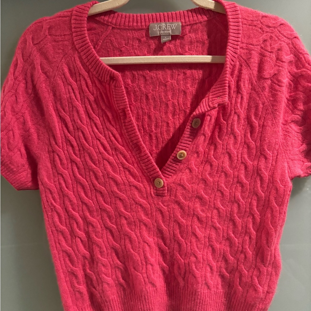 JCrew Cashmere Short Sleeve Cableknit sweater - size Large